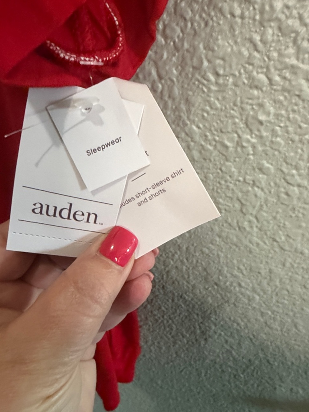 Auden Cloud Knit Red Short-Sleeve Button Pajama Set with Contrast Piping size XL - Picture 2 of 7